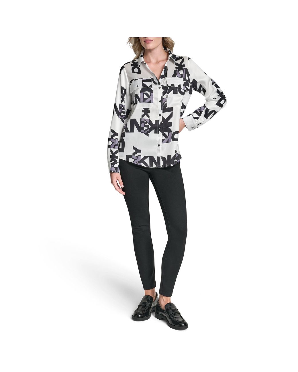 DKNY Black Sportswear All-Over Print Long-Sleeve Shirt
