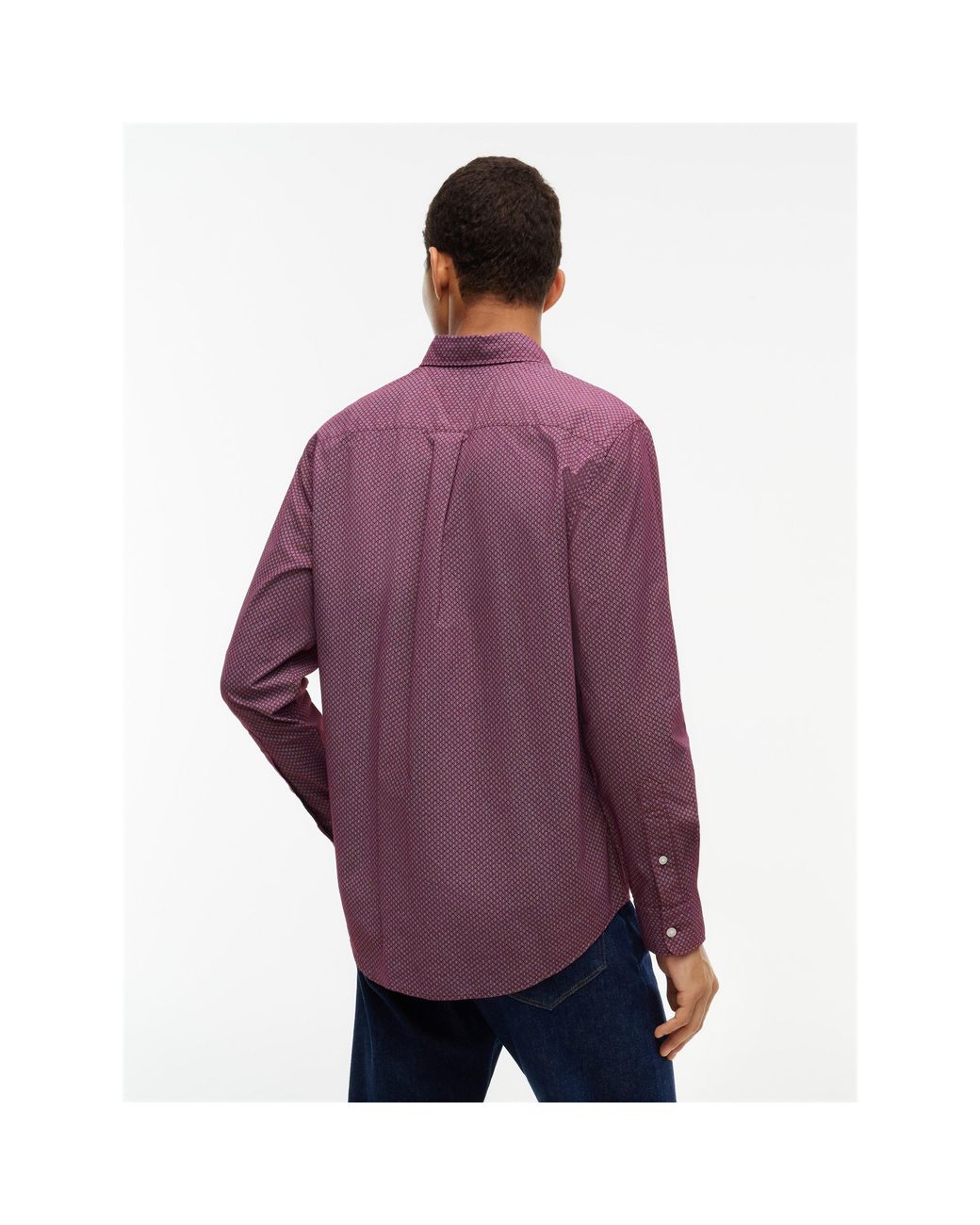 Tommy Hilfiger Purple Cotton Long-Sleeve Geometric Print Shirt for men