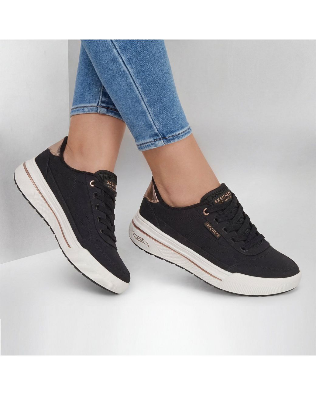 Skechers Black Arch Fit Arcade Hi Canvas Low-Top Trainers