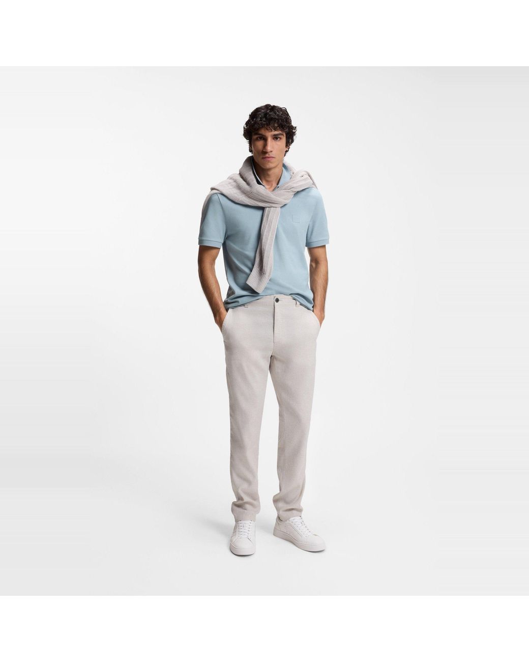 Boss Blue Short Sleeve Quarter Zip Polo Top for men