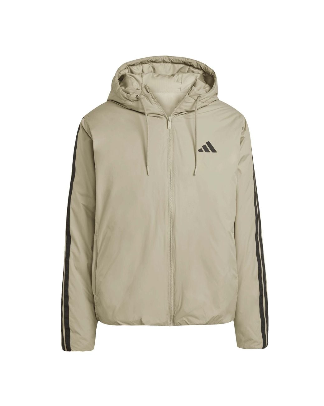 Adidas Green Essentials 3-Stripes Insulated Hooded Puffer Jacket for men