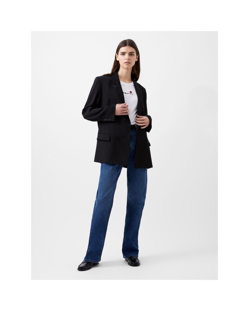 French Connection Blue Harrie Double Breasted Blazer