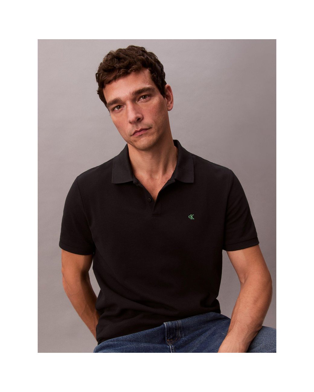 Calvin Klein Black Ckj Pique Short-Sleeve Polo Shirt for men