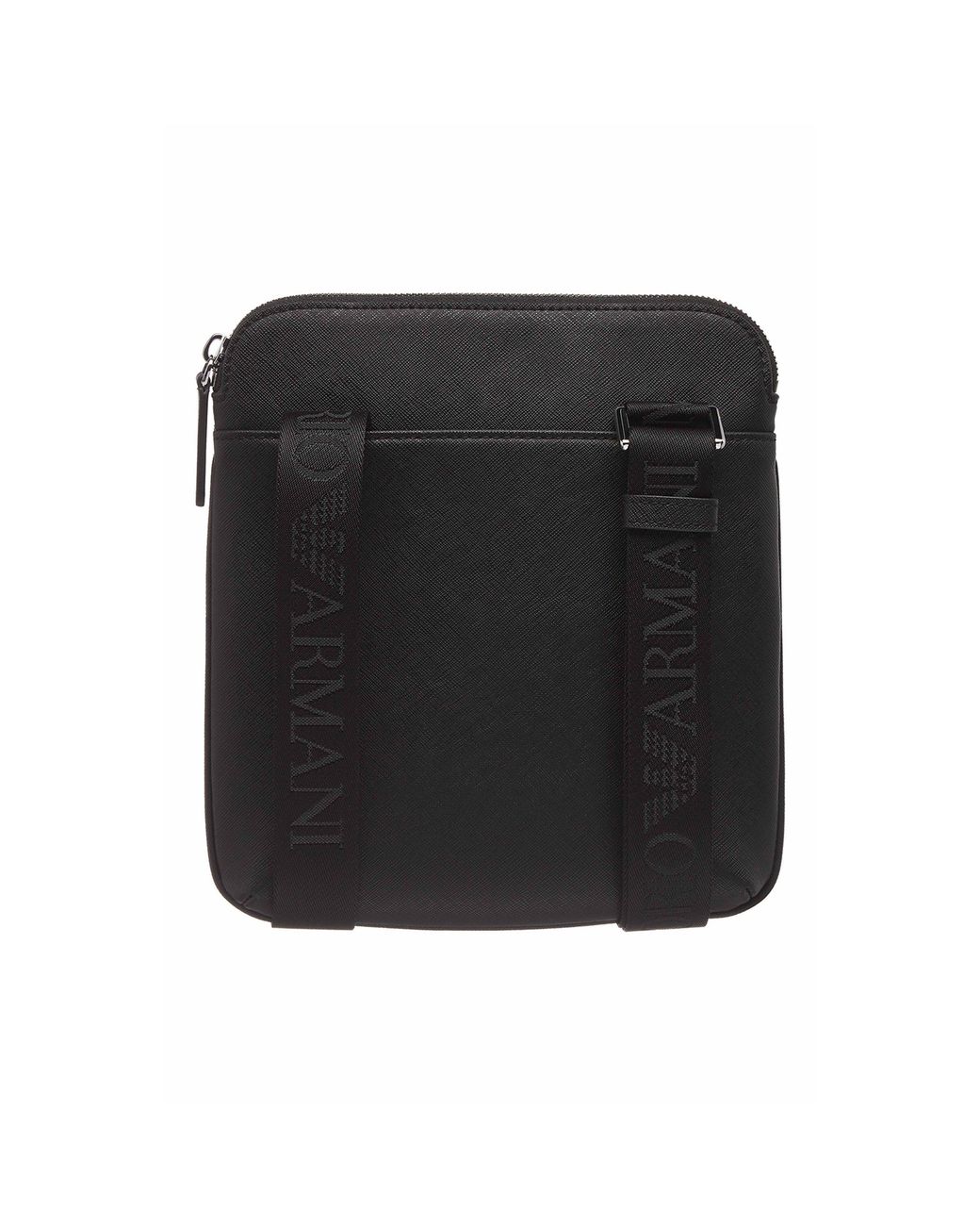 Emporio Armani Gray Regenerated Saffiano Leather Flat Shoulder Bag for men