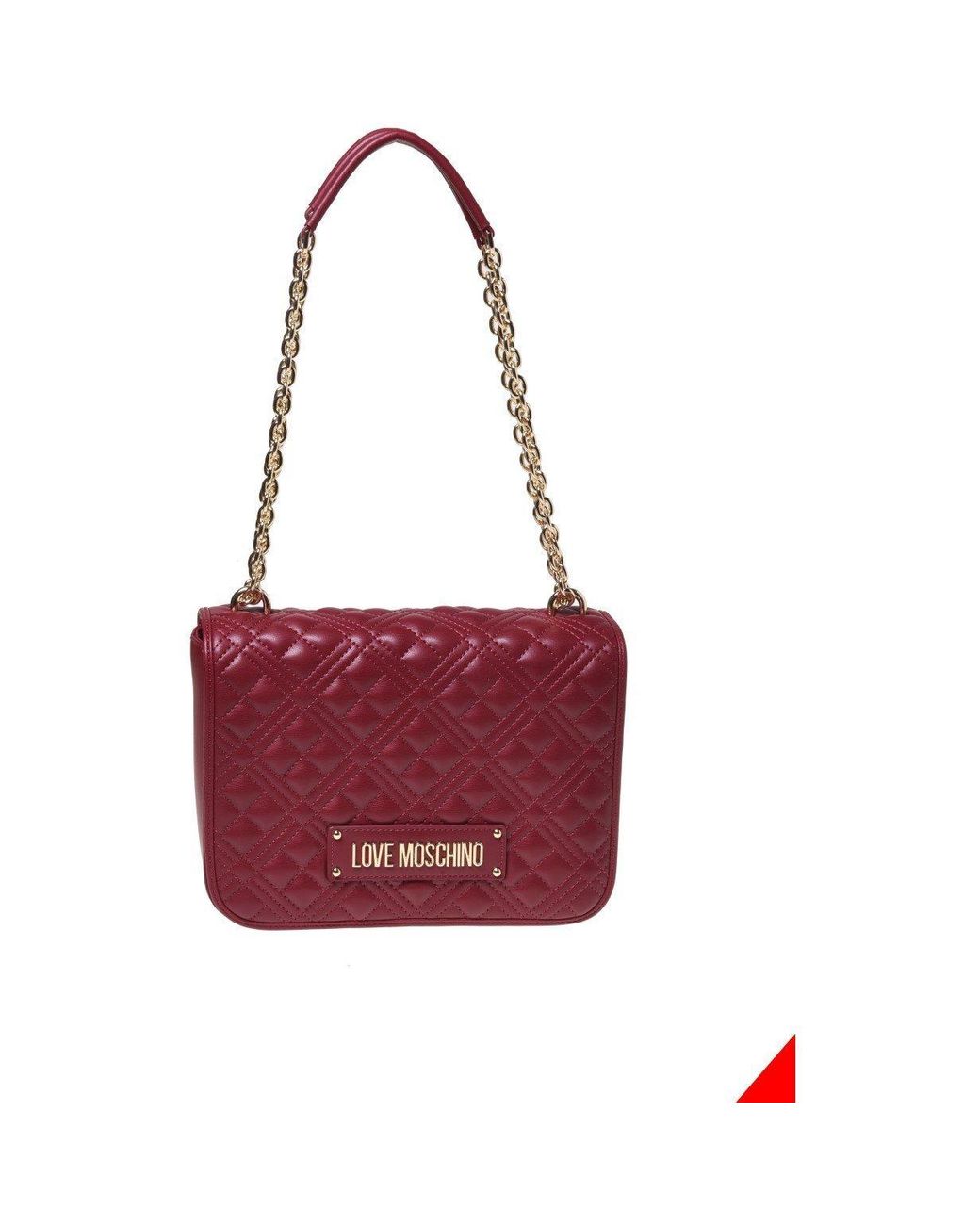 Love Moschino Red Super Quilted Chain Shoulder Bag