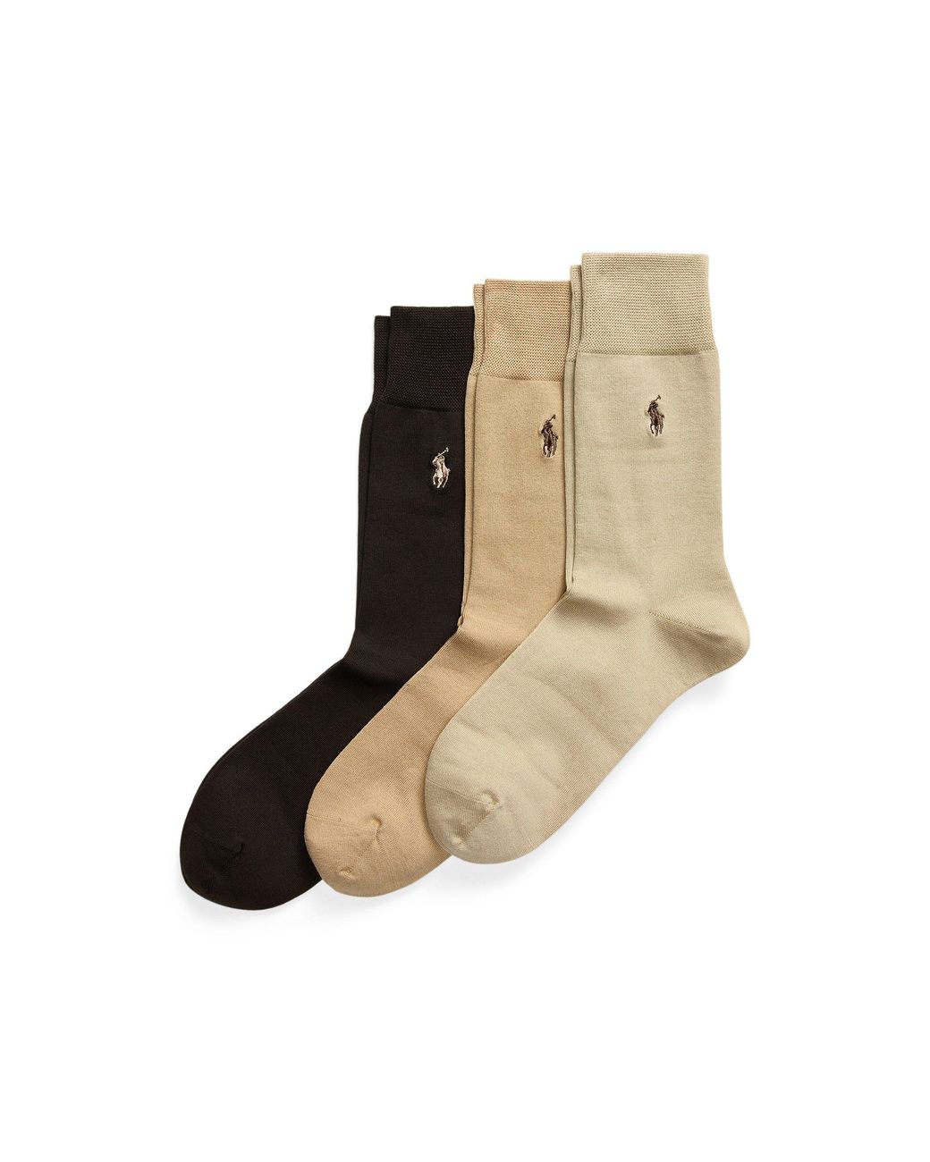 Polo Ralph Lauren Brown 3-Pack Mercerised Cotton Crew Socks for men