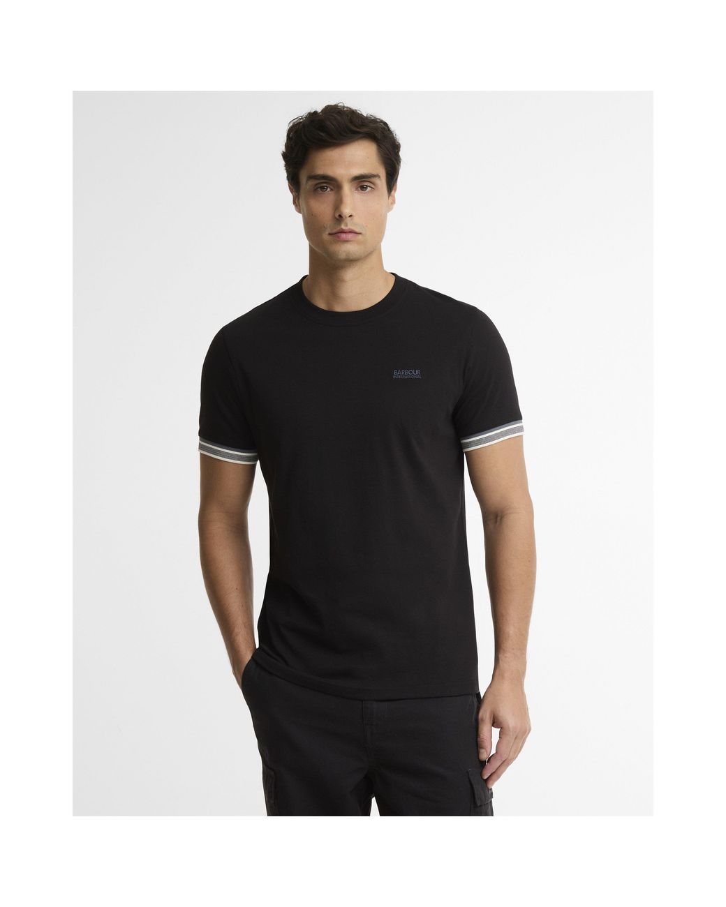 Barbour Black Newport Tipped Cotton Short-Sleeve Crew-Neck T-Shirt for men
