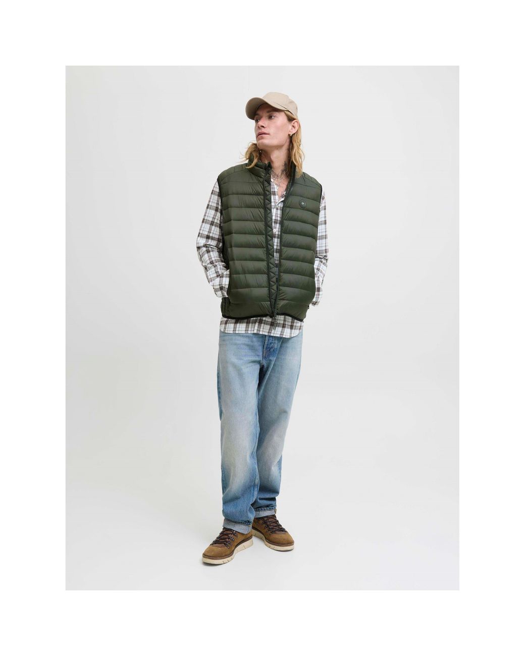 Jack & Jones Green Bradley Puffer Gilet for men