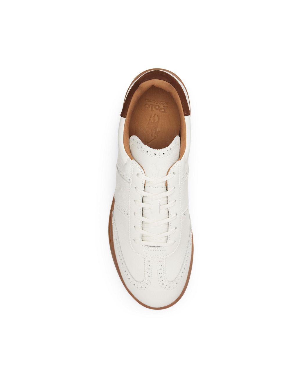 Polo Ralph Lauren White Heritage Aera Brogue Leather Low-Top Trainers for men