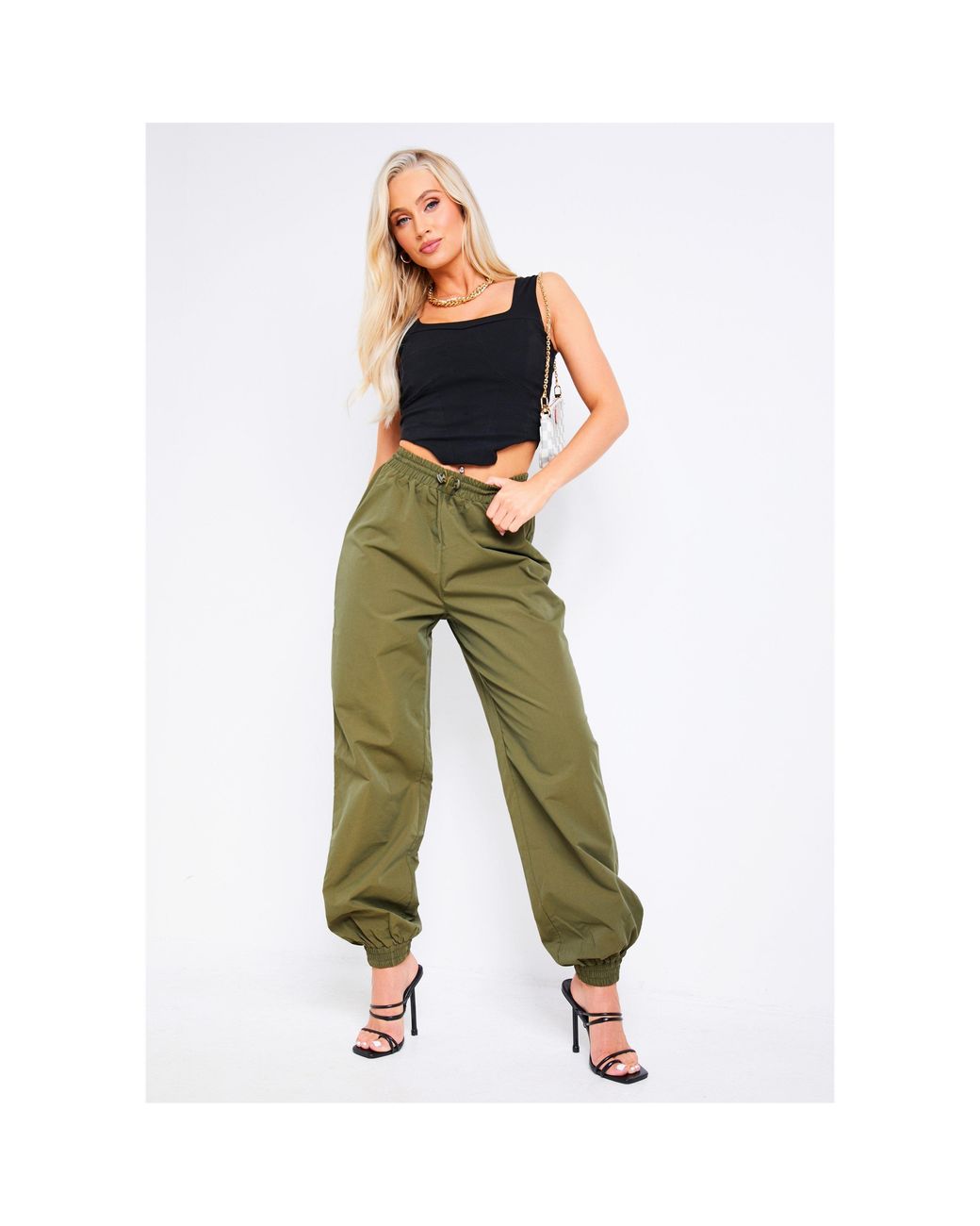 Missy Empire Green Cuff Toggle Cargo Trouser