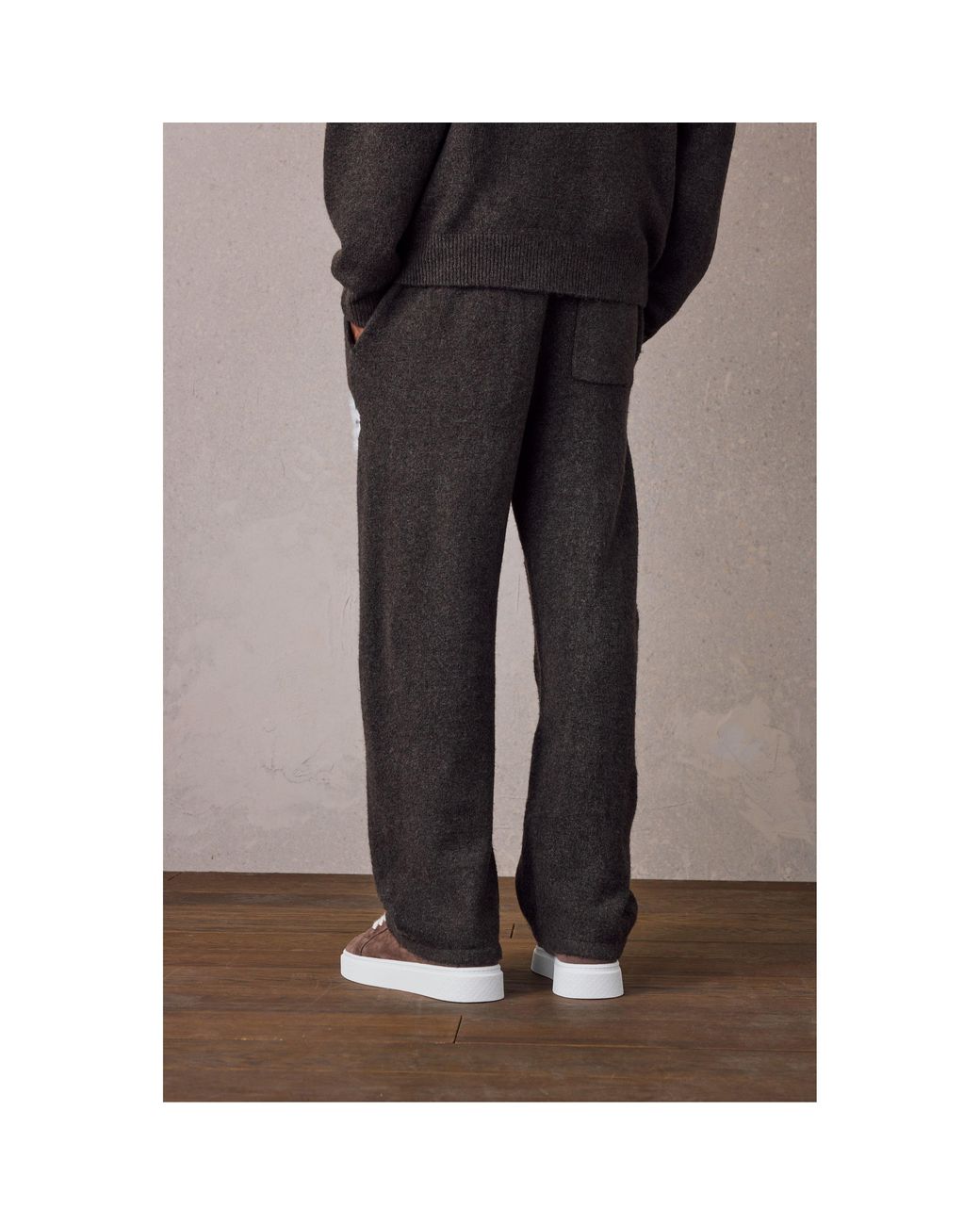 The Couture Club Black Fluffy Wool Chunky Knit Trousers