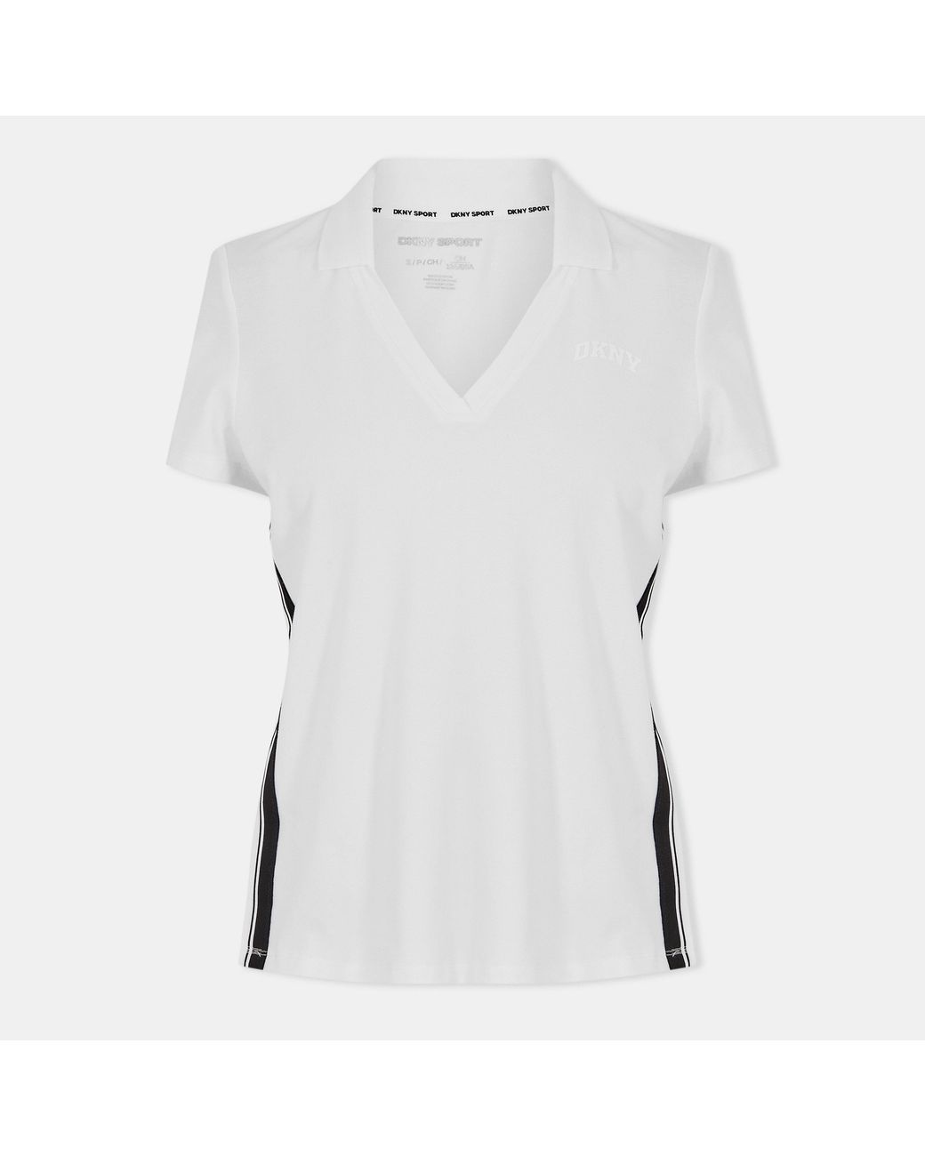 DKNY White Stripe Short-Sleeve Polo Shirt