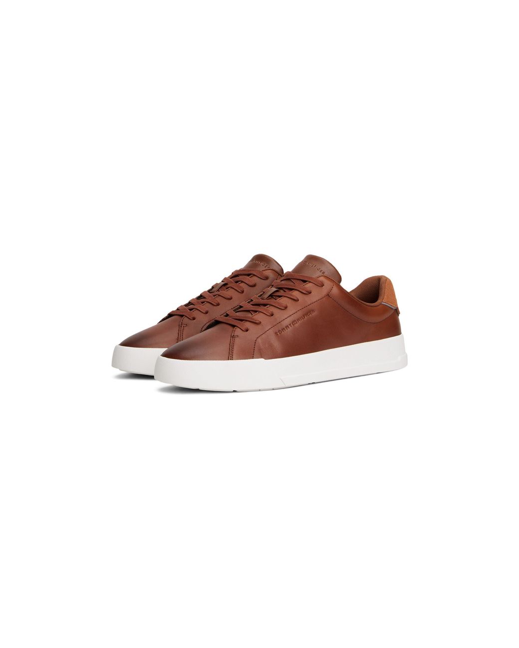 Tommy Hilfiger Brown Court Leather Low Top Trainers for men
