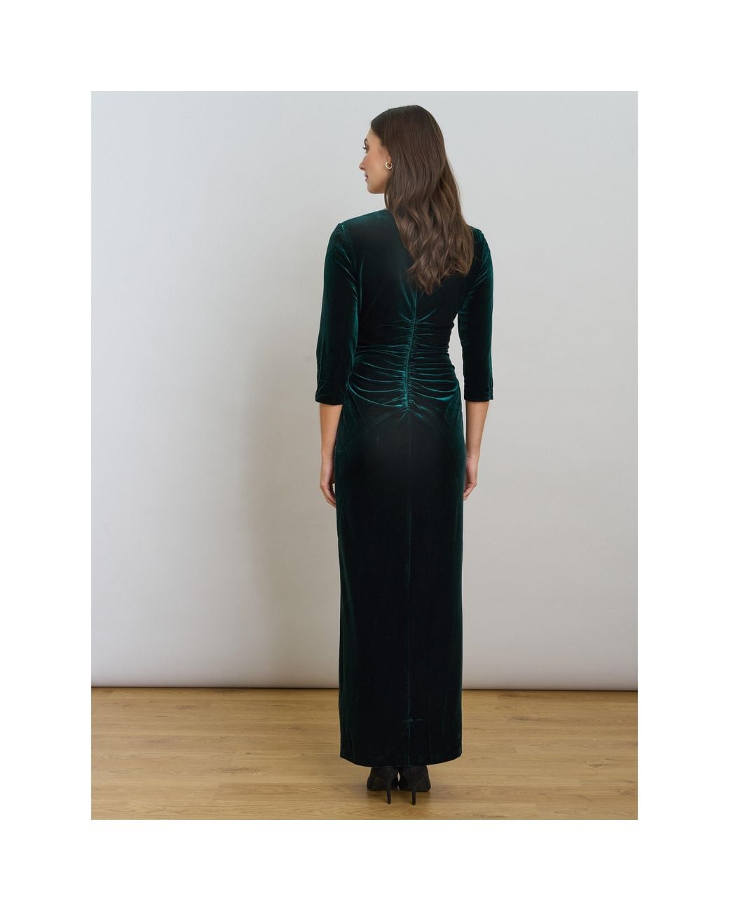 Gina Bacconi Blue Sissi Velvet Wrap Maxi Dress