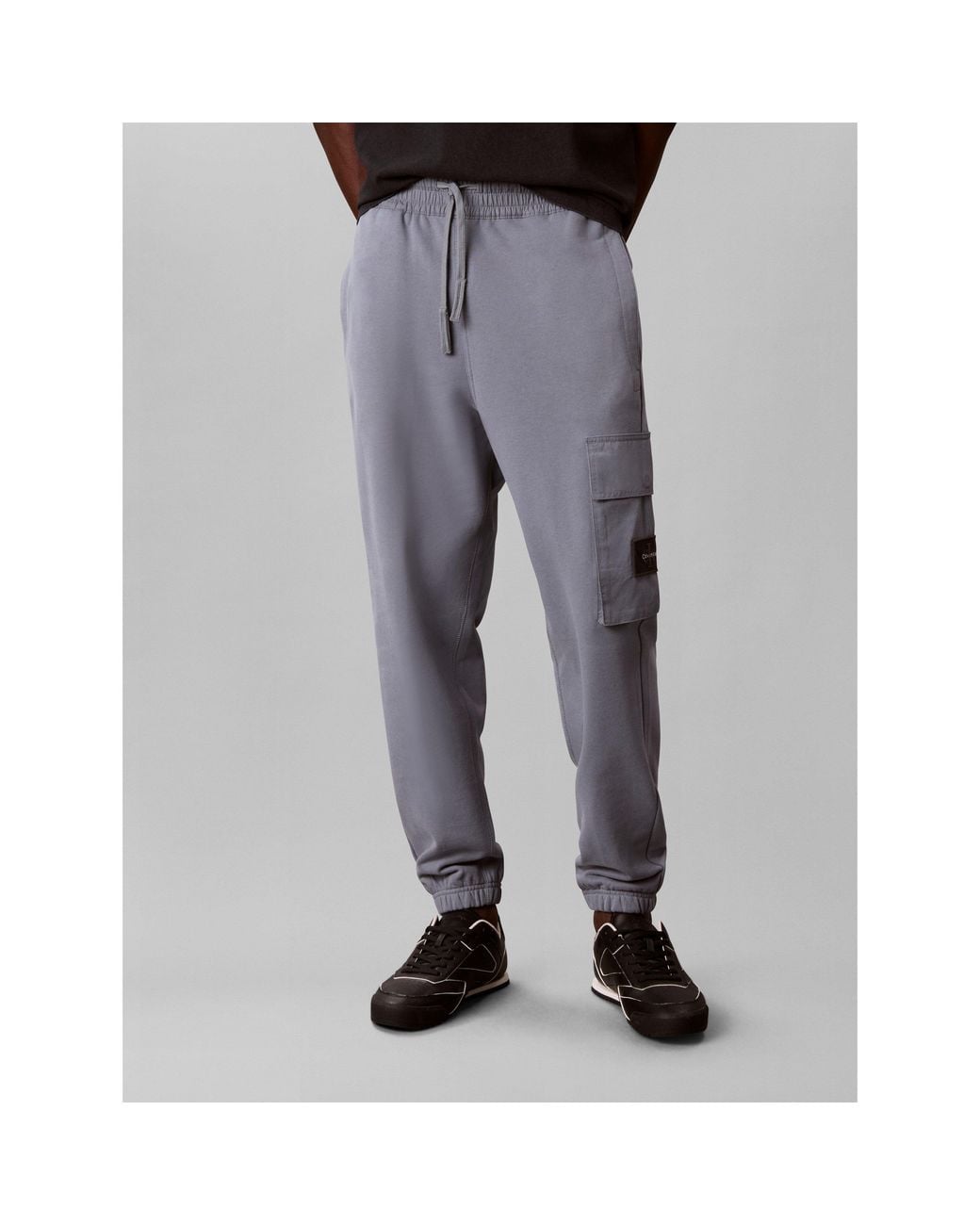 Calvin Klein Gray Badge Cotton Joggers for men