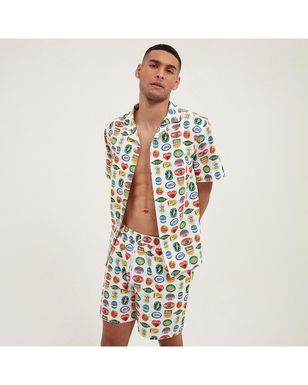 Nicce London Multicolor Sticker Shorts for men