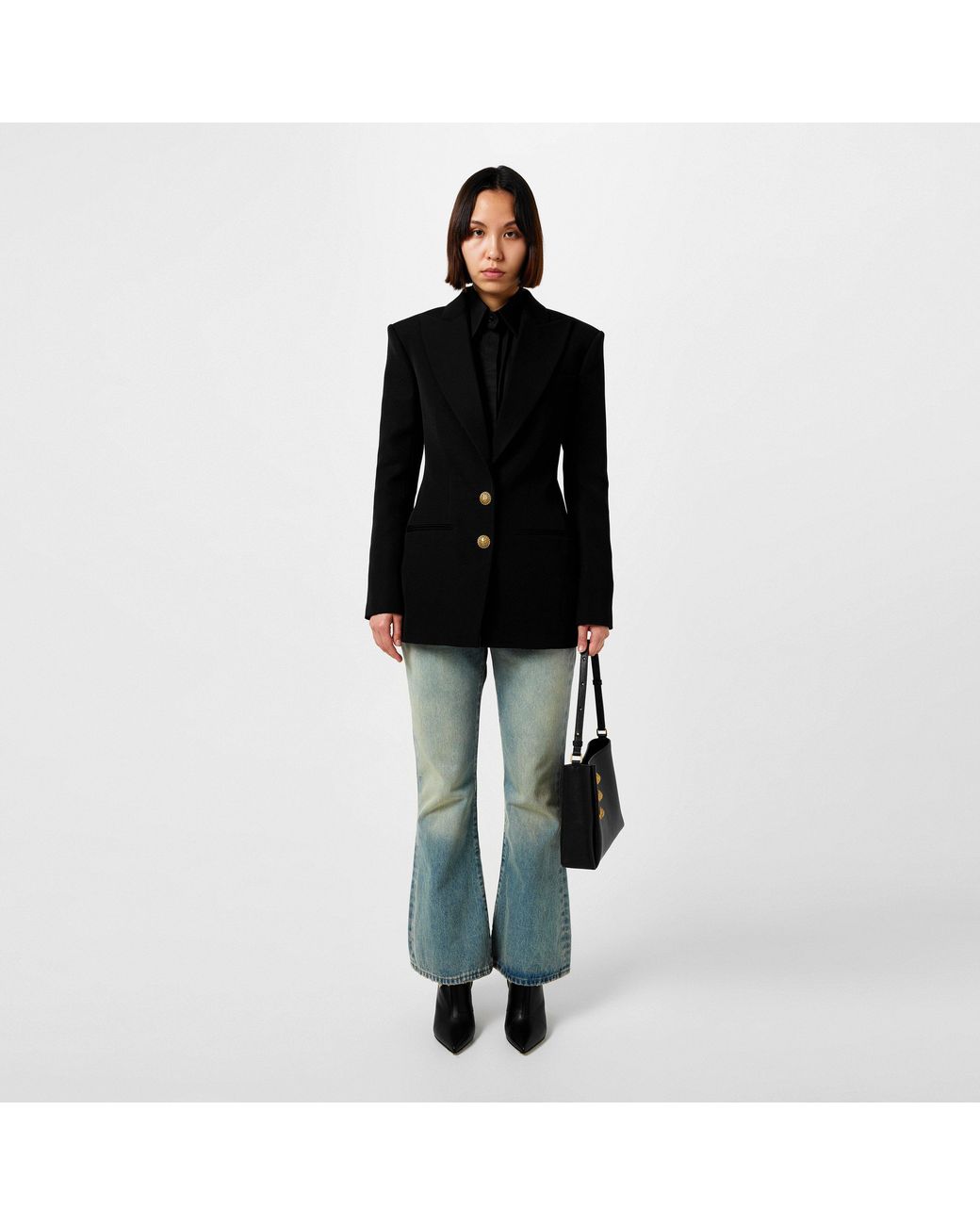 Balmain Black Single-Breasted-Tone Button Long Sleeve Blazer