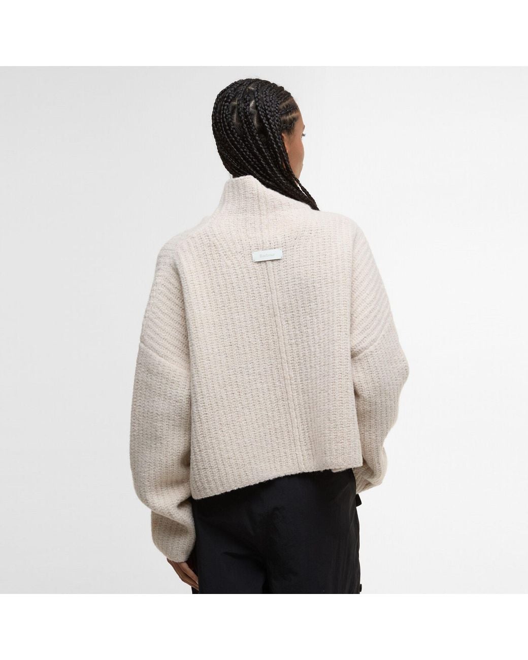 Barbour White Imelda Knitted Turtle Neck Jumper