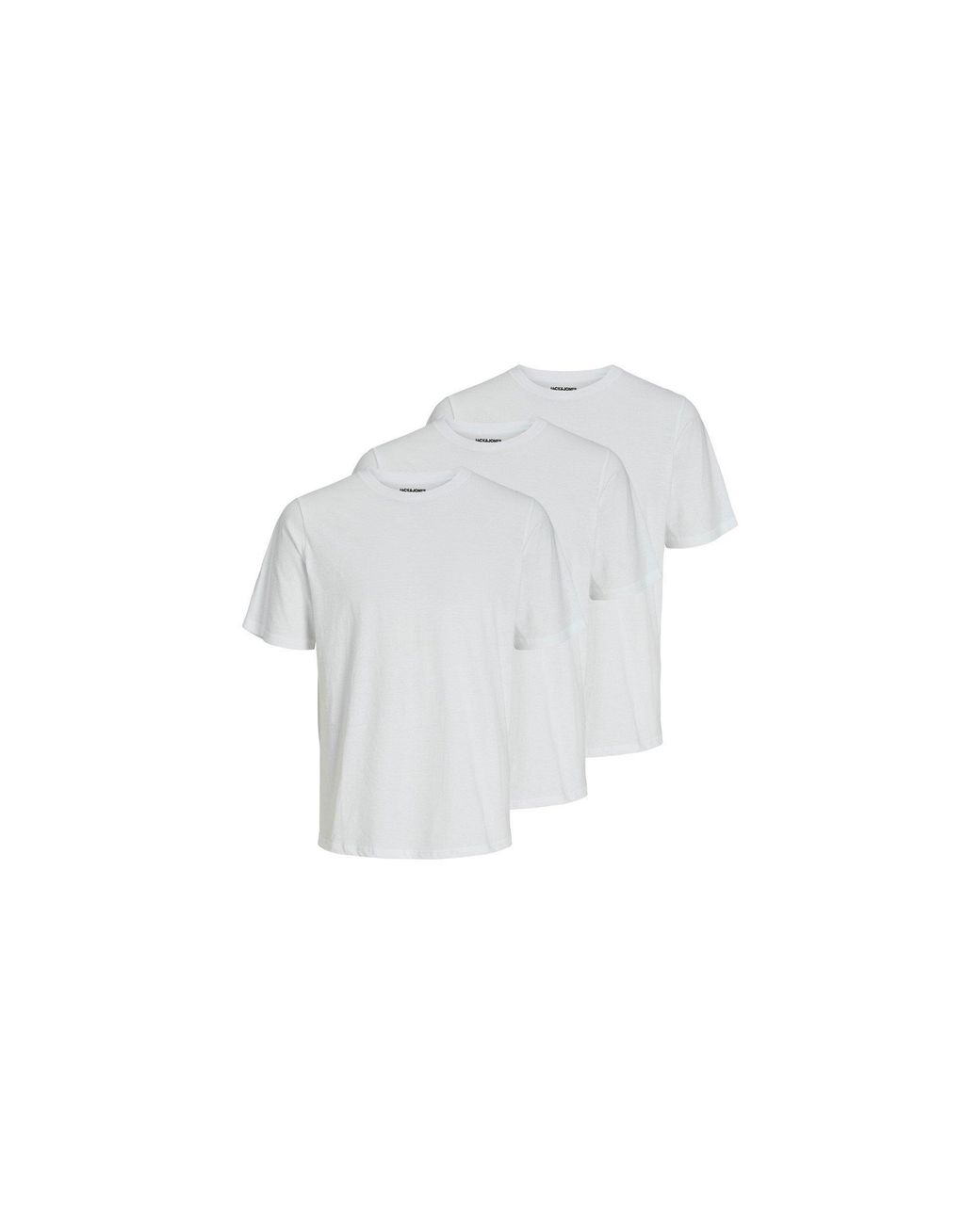 Jack & Jones White Cotton Round-Neck Short-Sleeve T-Shirts 3 Pack for men