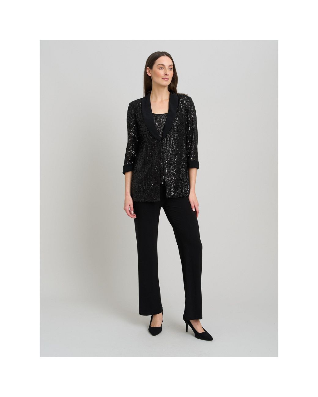 Gina Bacconi Black Jette Sequin Three Piece Trouser Suit