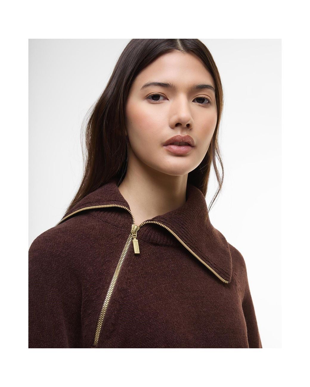 Barbour Brown Saskia Funnel-Neck Jumper