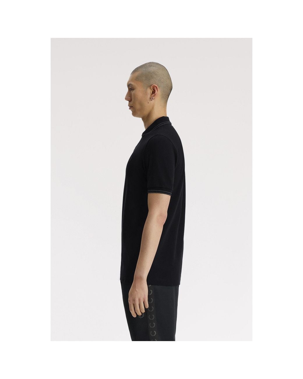 Fred Perry Black Short Sleeve Twin Tipped Polo Shirt for men