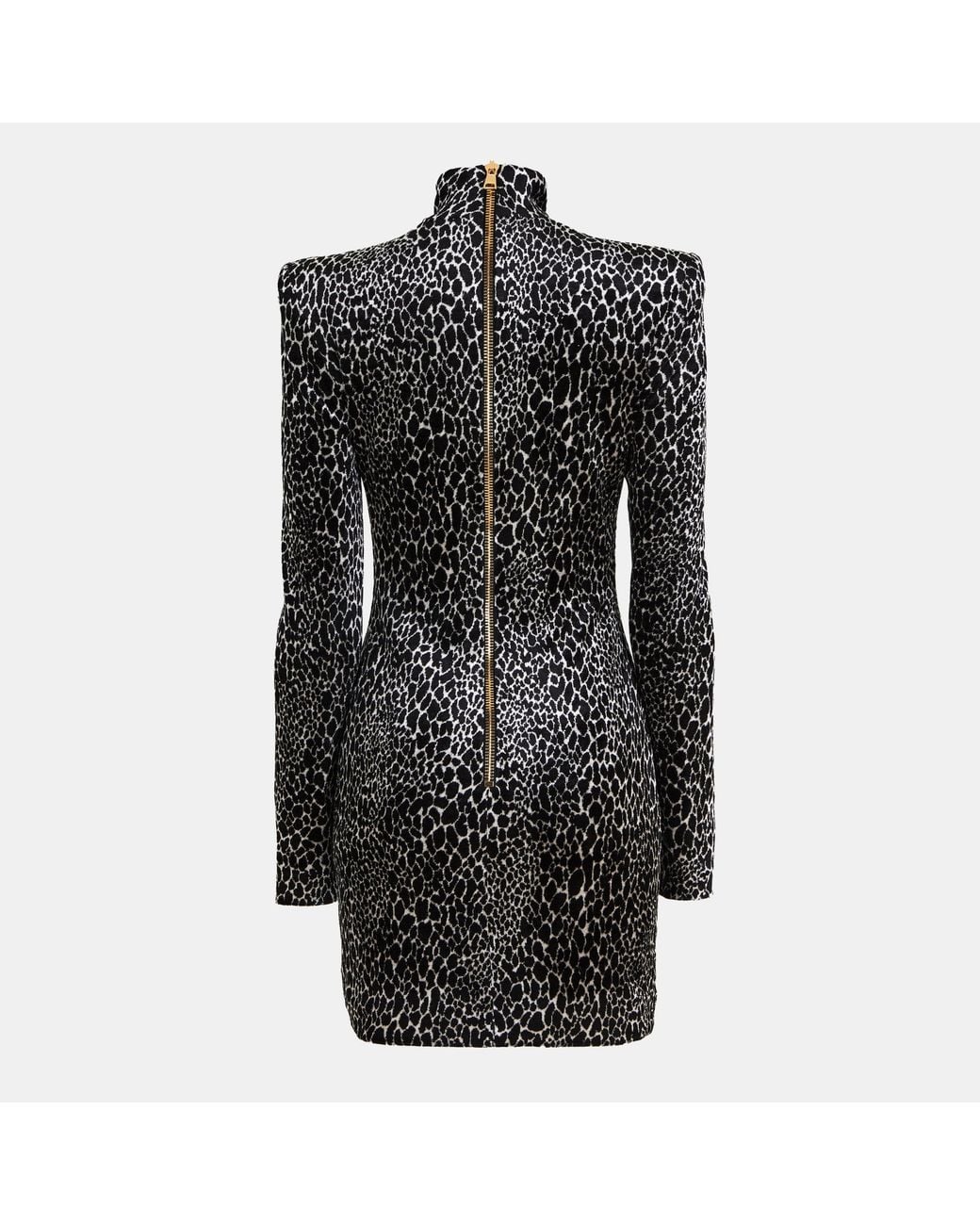 Balmain Black Structured Metal Hardware Textured Mini Dress