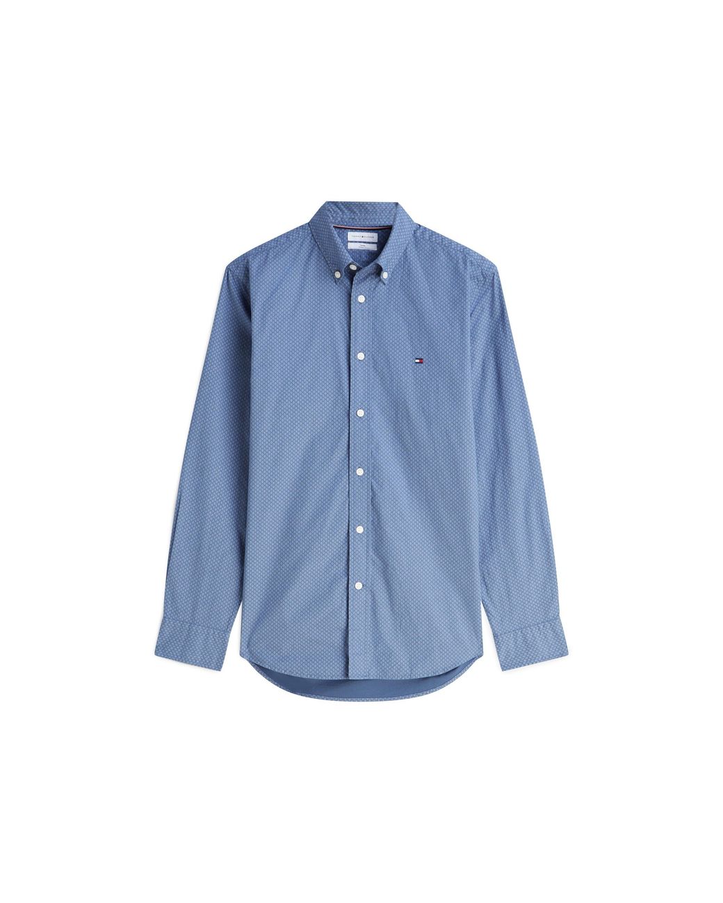 Tommy Hilfiger Blue Cotton Long-Sleeve Geometric Print Shirt for men
