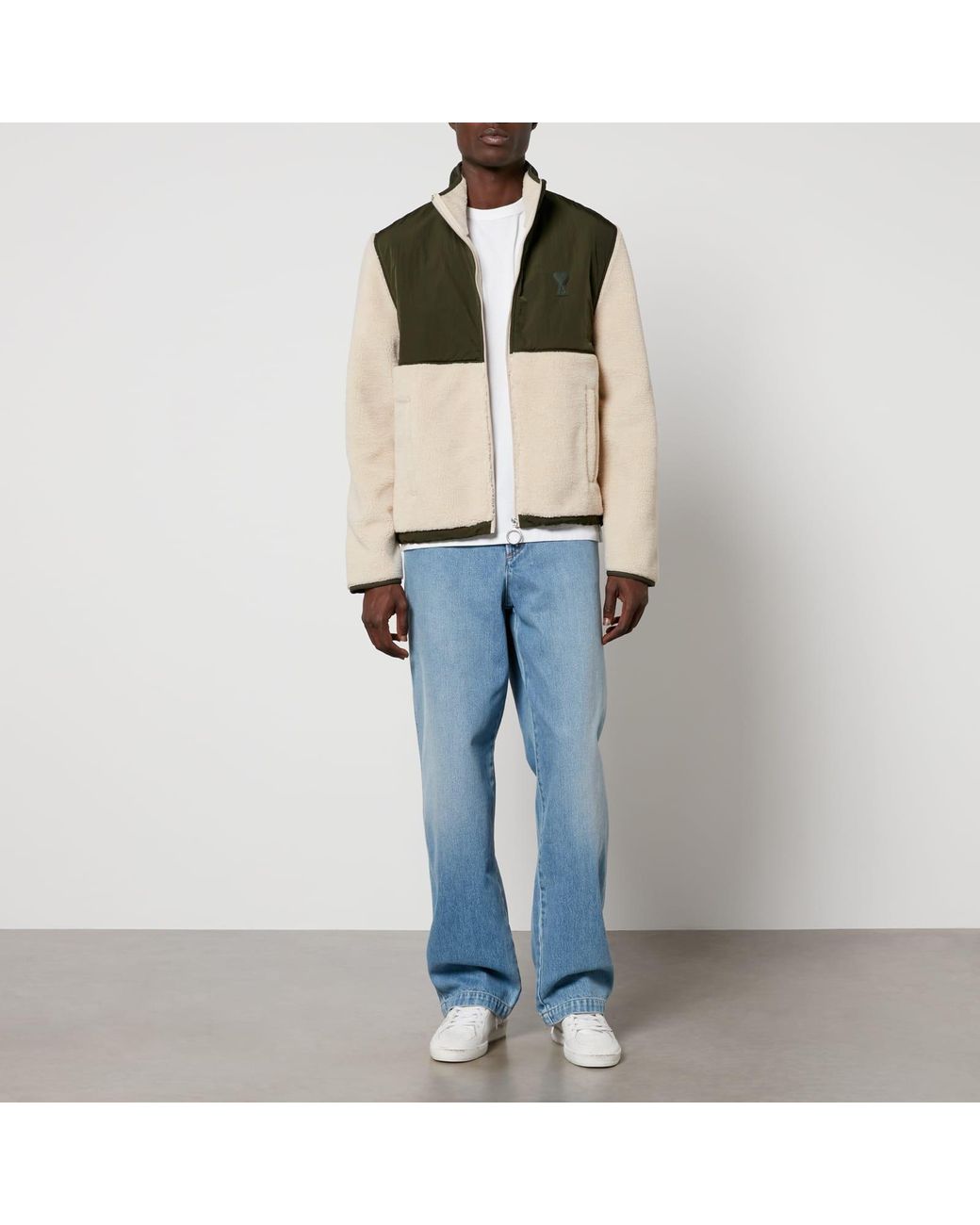 AMI Green Sherpa Zipped Jacket for men