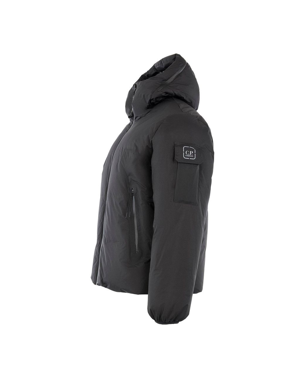 CP COMPANY METROPOLIS Black Pertex Hooded Medium Puffer Jacket for men