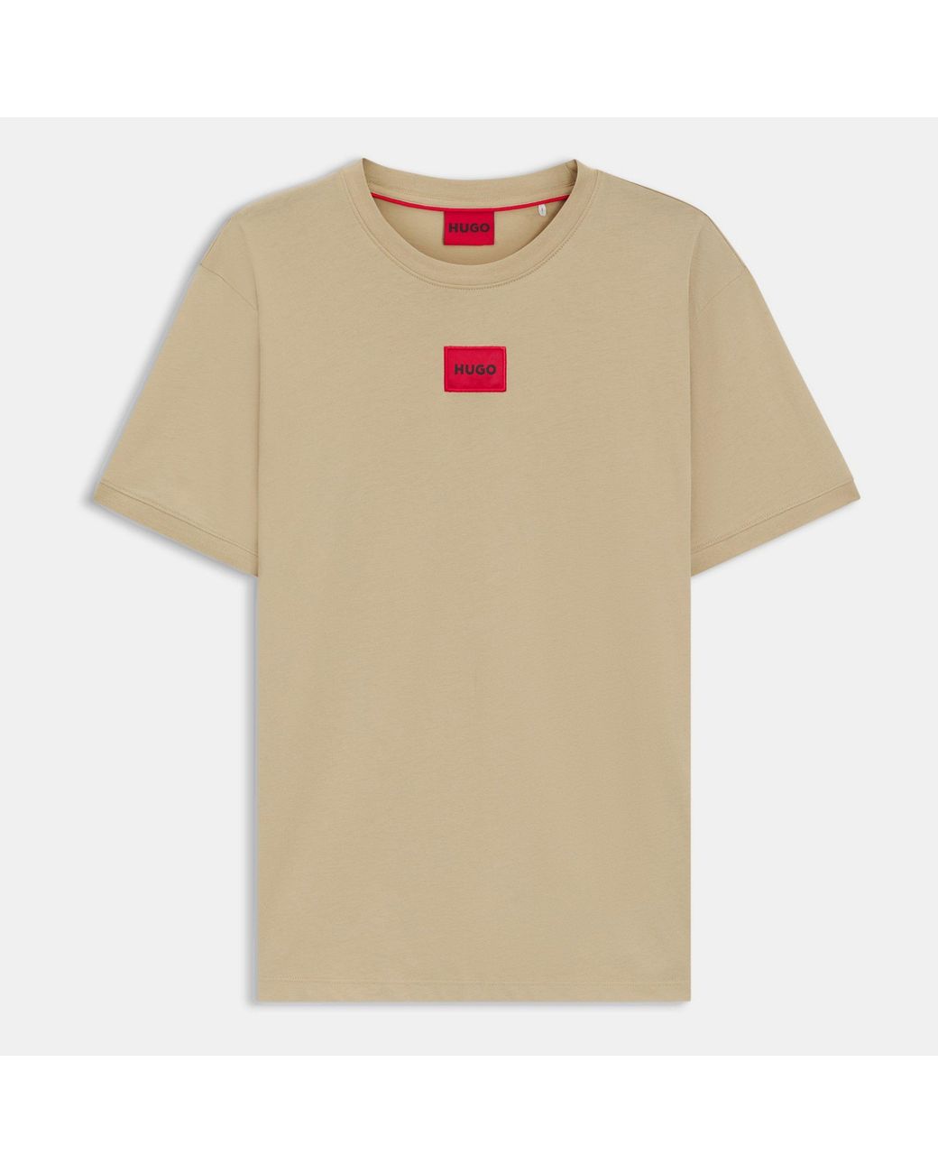 HUGO Natural Diragolino Contemporary T-Shirt With Logo Detail for men