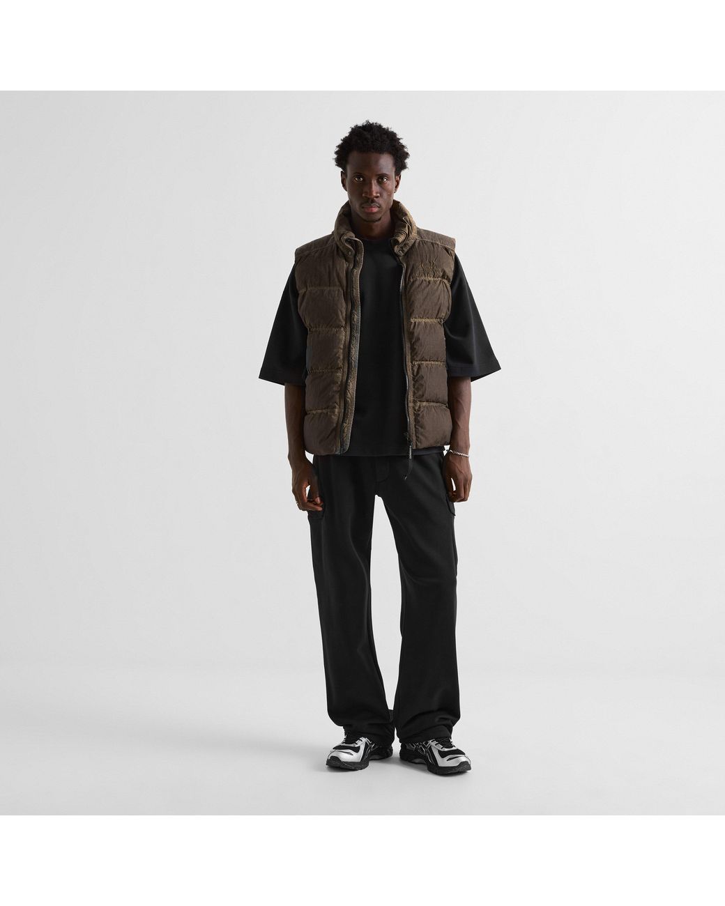 C P Company Black Open-Hem Cotton Joggers for men