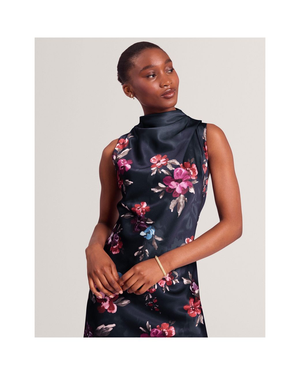 Ted Baker Blue Ted Floral Midi Dres Ld71