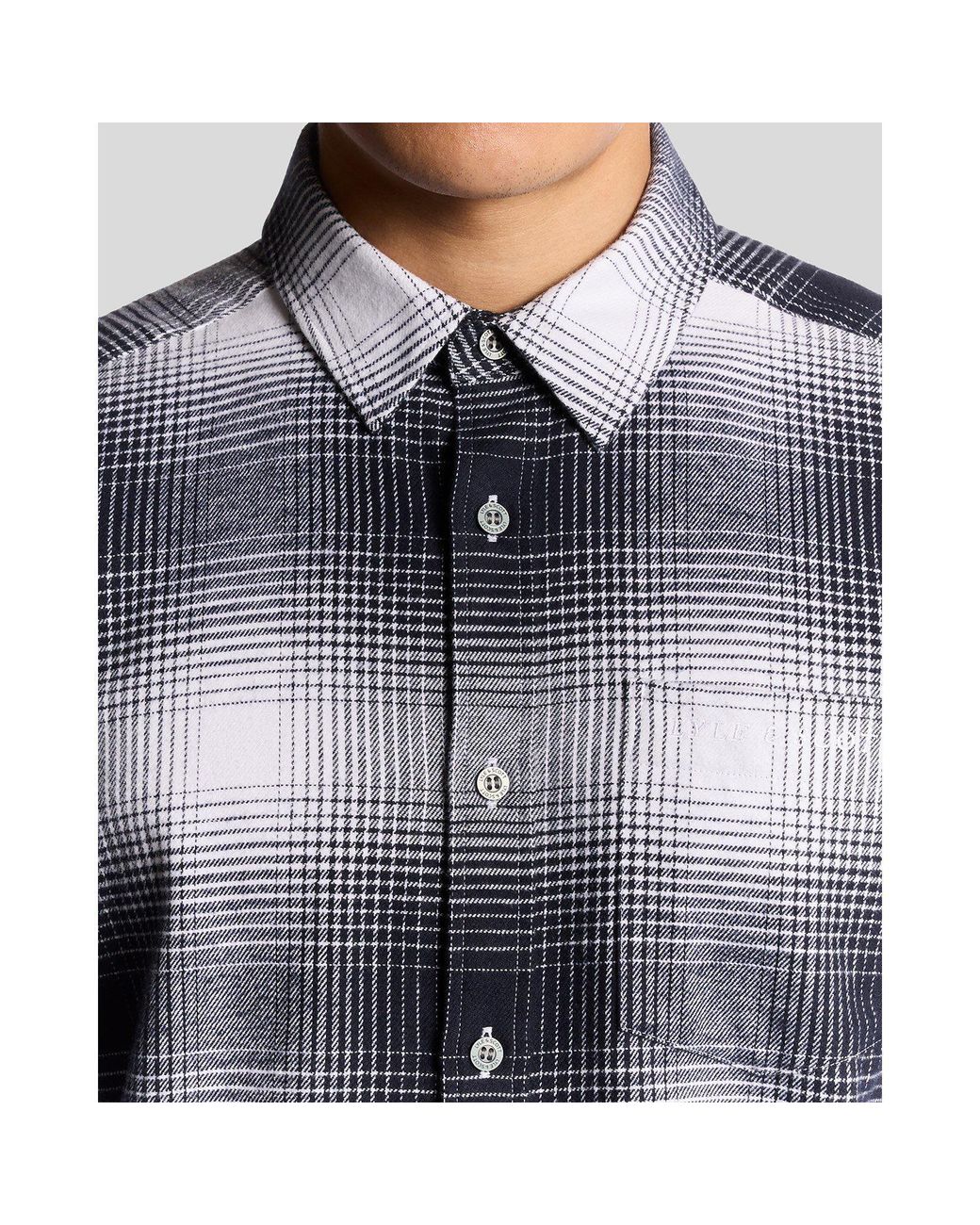 Lyle & Scott Blue Flannel Long Sleeve Patterned Shirt for men