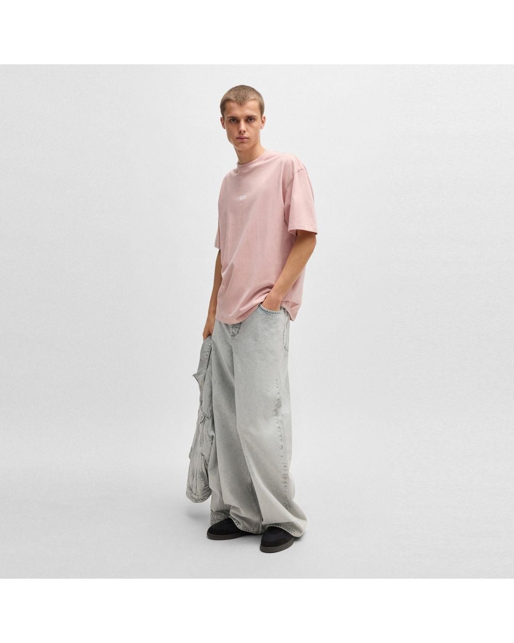 HUGO Pink Printed Logo Back T-Shirt With Mcmxciii Text for men