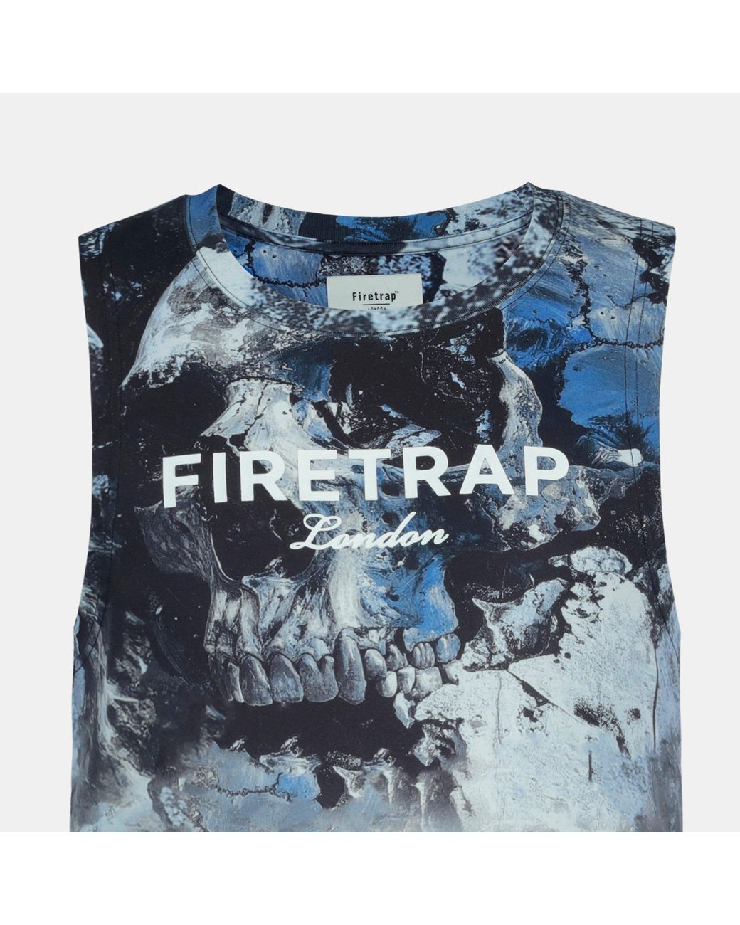 Firetrap Blue Sub Lightning Print Cotton Muscle Vest for men