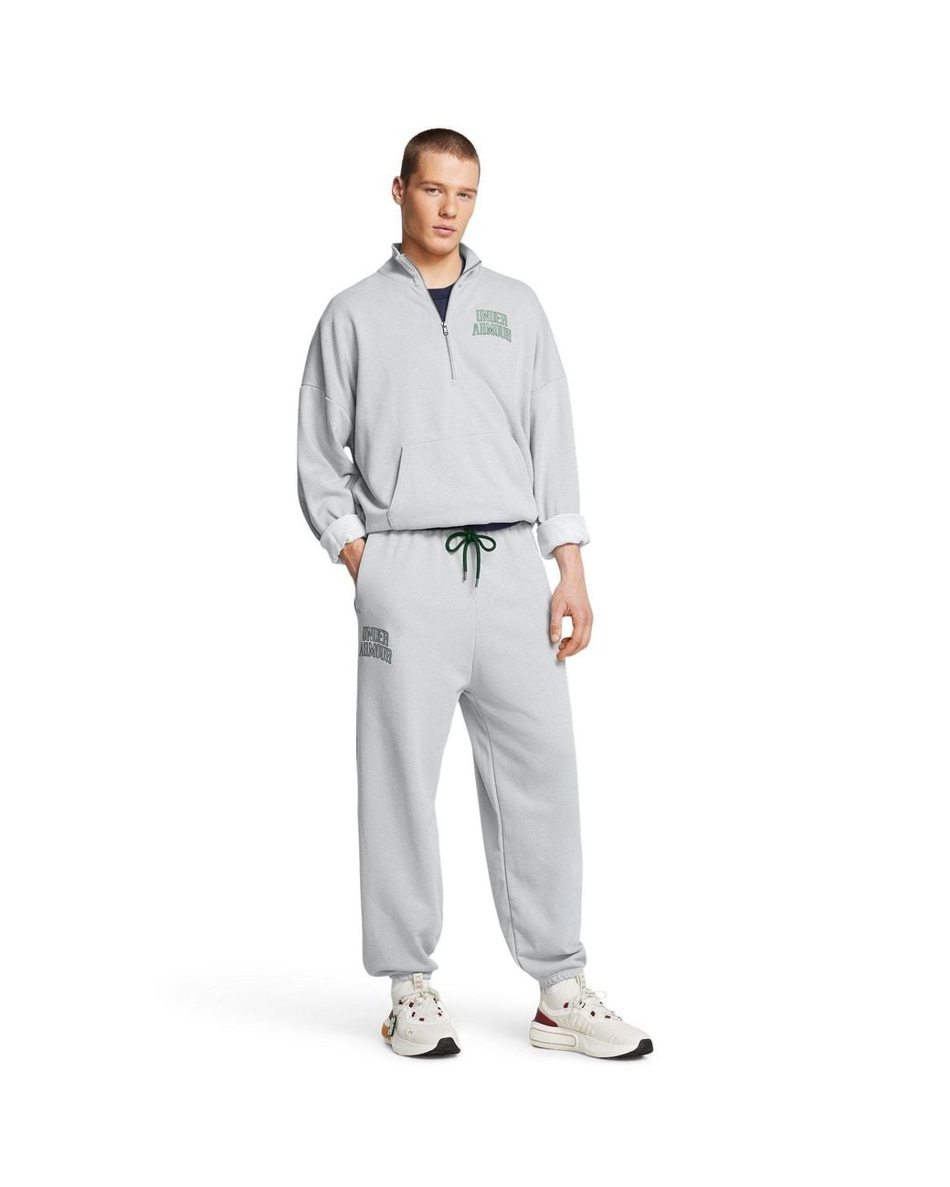 Under Armour Gray Closed Hem Fleece Terry Joggers for men