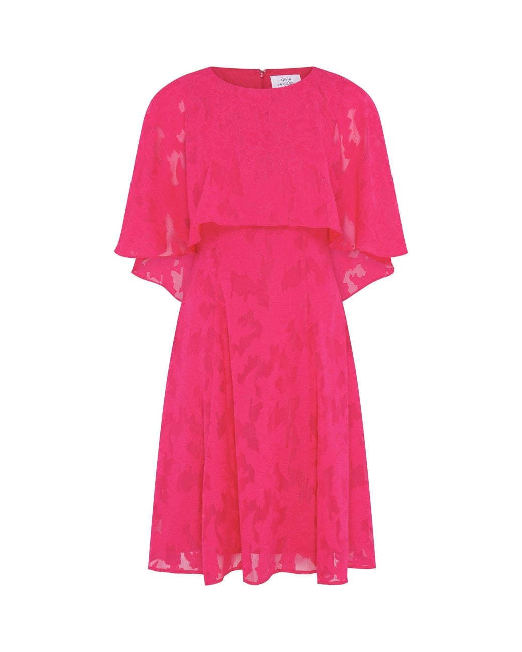 Gina Bacconi Pink Milly Jacquard Metallic Thread Dress