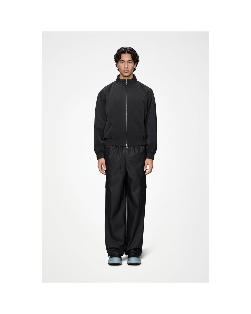 Rains Black Tech Woven Bomber Jacket for men
