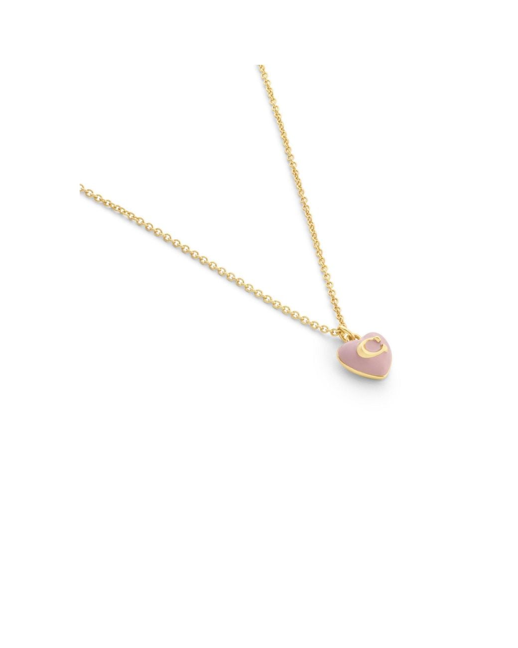 COACH Metallic Heart Pearl Pendant Necklace