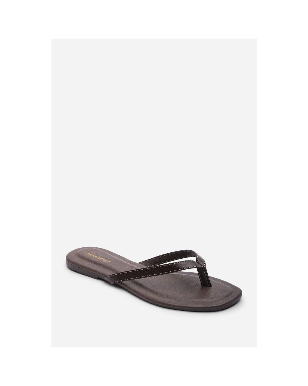 Where's That From Brown Where's Flip Flop Sandal With Contrast Stitch Detail