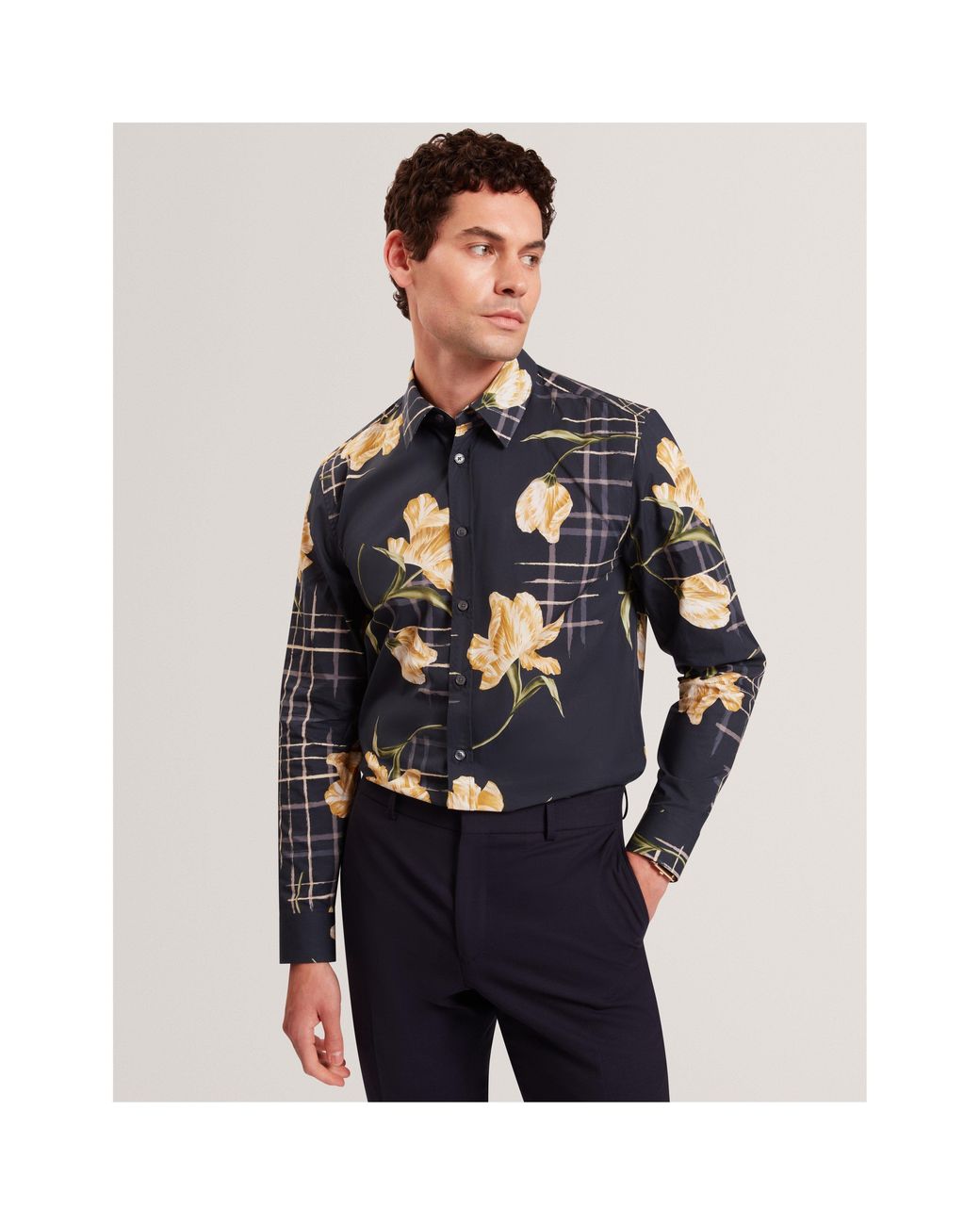 Ted Baker Blue Long Sleeve Patterned Shirt for men