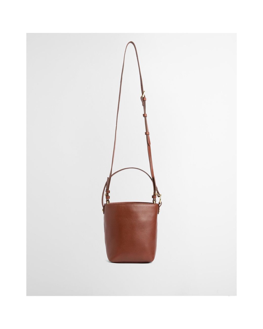 Barbour Brown Cedar Mini Leather Bucket Bag