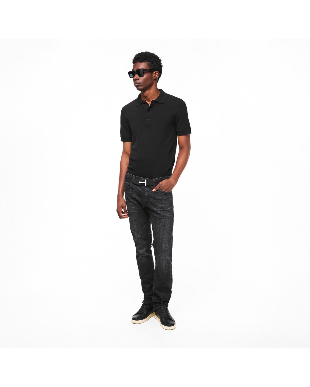 Tom Ford Black Tf Lyocell Short Sleeve Polo Shirt for men