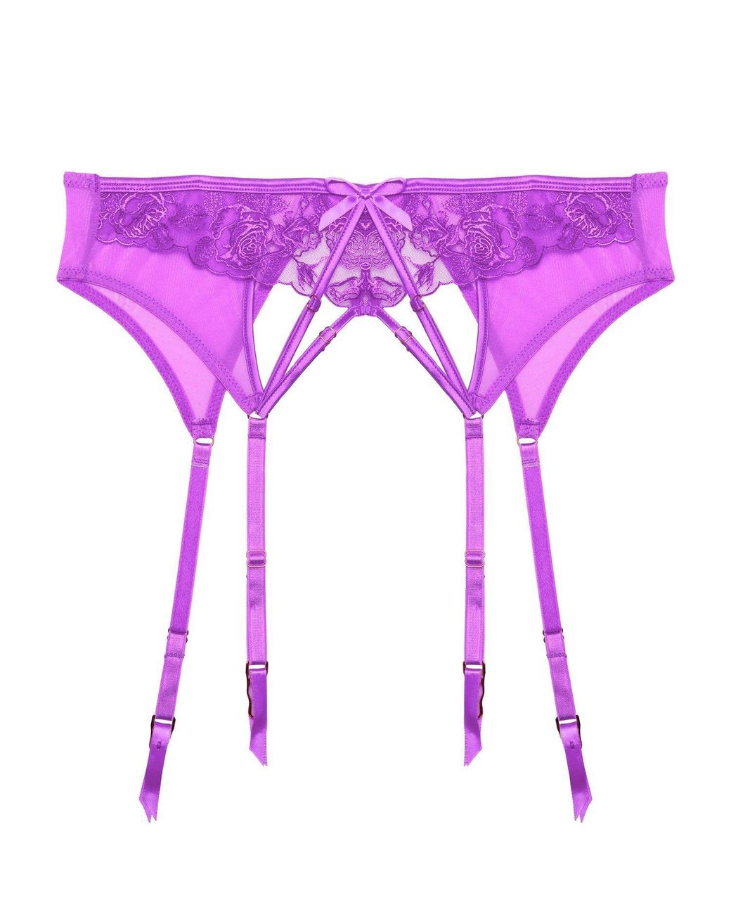 Playful Promises Purple Rosanna Embroidery Suspender Belt