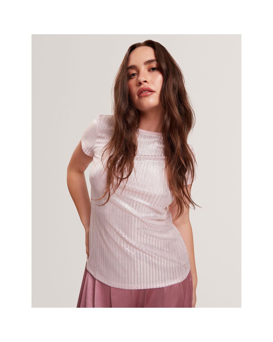 Ted Baker Pink Metallic Slim Fit T-Shirt