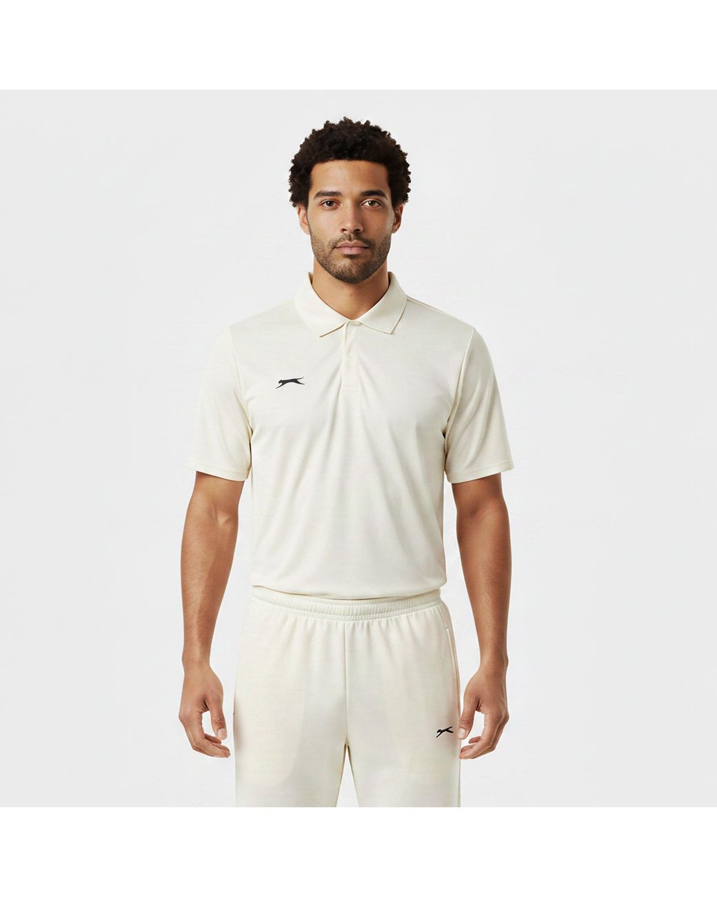 Slazenger 1881 White Polo Neck Short Sleeve Cricket Shirt for men