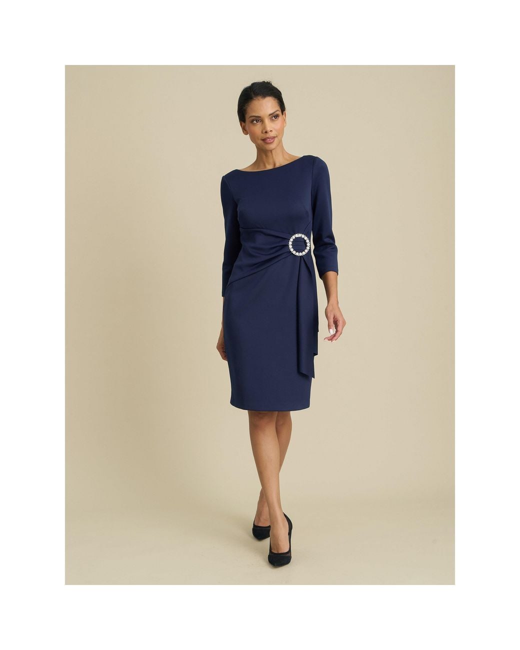 Gina Bacconi Blue Robi Embellished Waist Dress