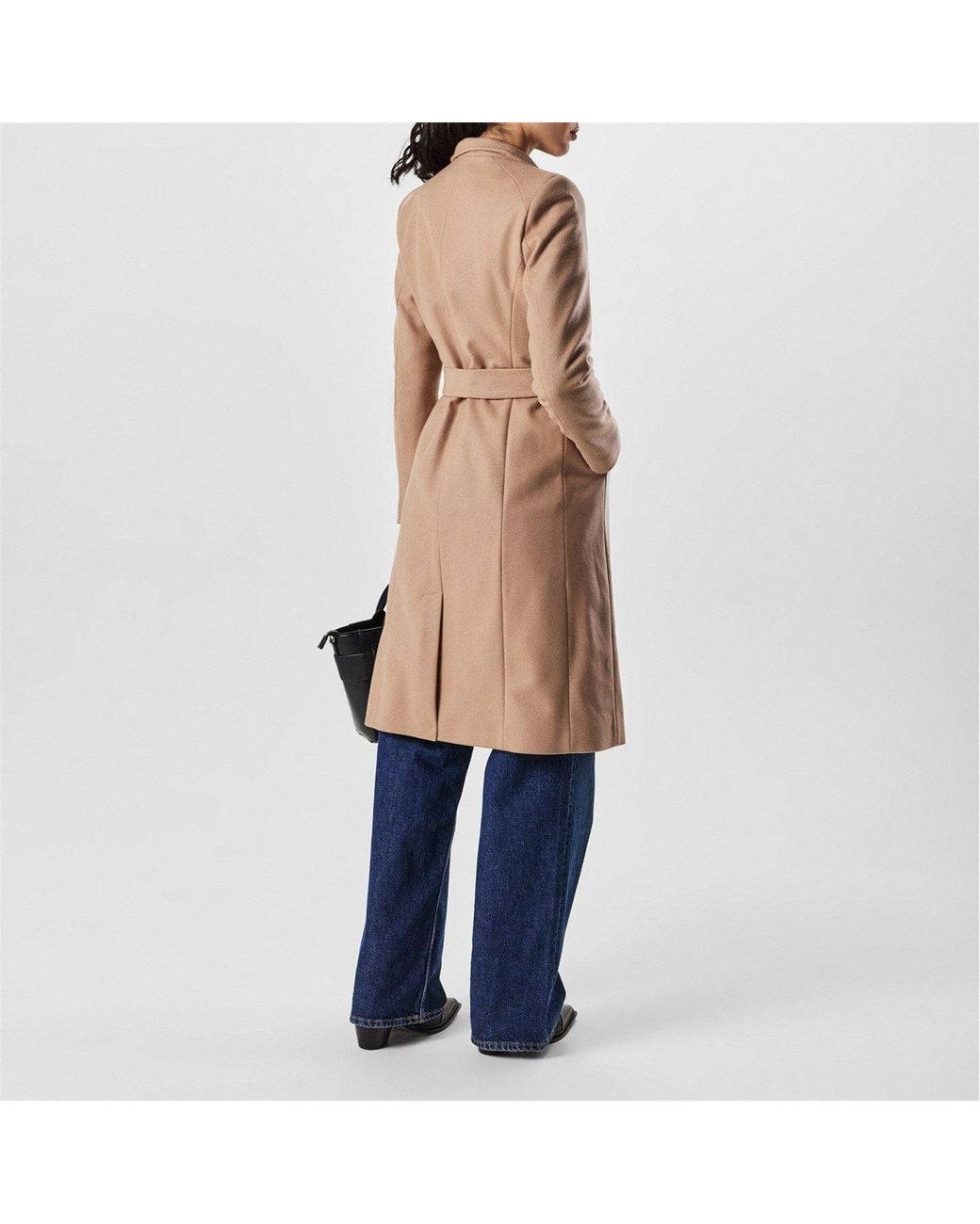 Ted Baker Natural Rose Belted Midi Wool Long Sleeve Coat
