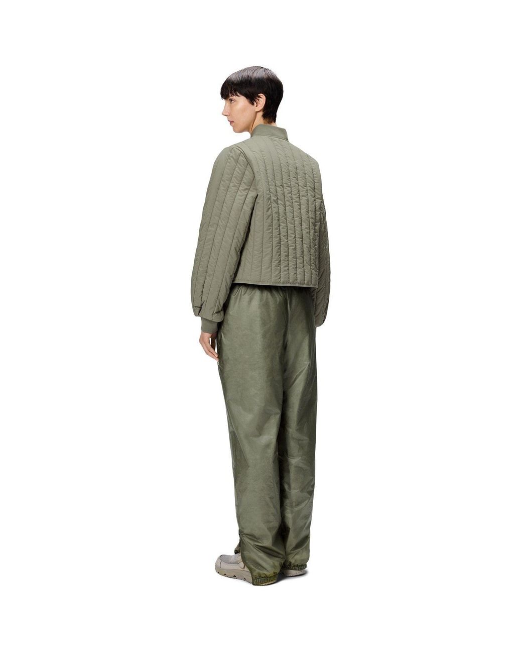 Rains Green Banja Liner Bomber Water Resistant Cropped Quilted Jacket